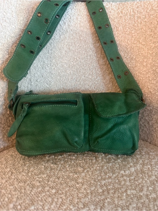Free People Handbags - Free people Green Leather Double-Pocket Crossbody Bag